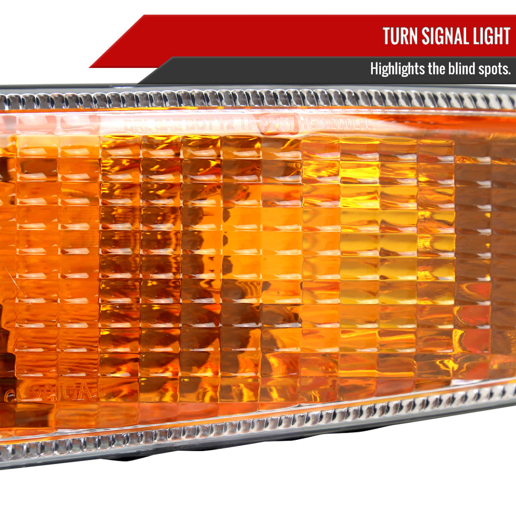 1999-2006 GMC Sierra/2007 Sierra Classic/2000-2006 Yukon XL Denali Factory Style Turn Signal Bumper Lights (Chrome Housing/Clear Lens)