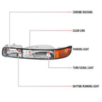 1999-2006 GMC Sierra/2007 Sierra Classic/2000-2006 Yukon/XL Factory Style Bumper Lights (Chrome Housing/Clear Lens)