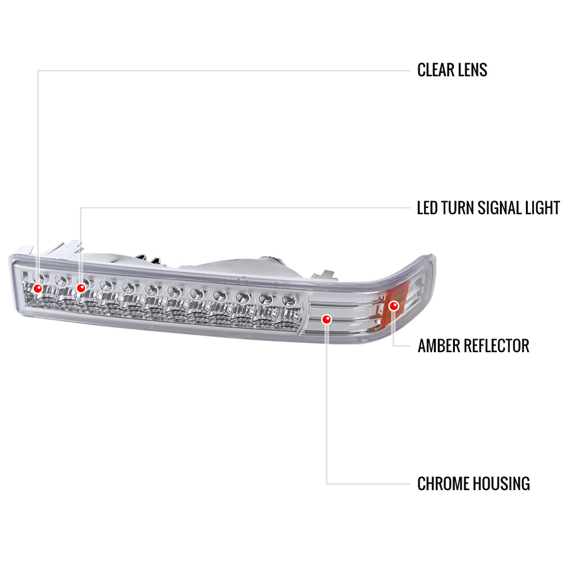 1998-2004 Chevrolet S10/ GMC Sonoma LED Bumper Lights (Chrome Housing/Clear Lens)
