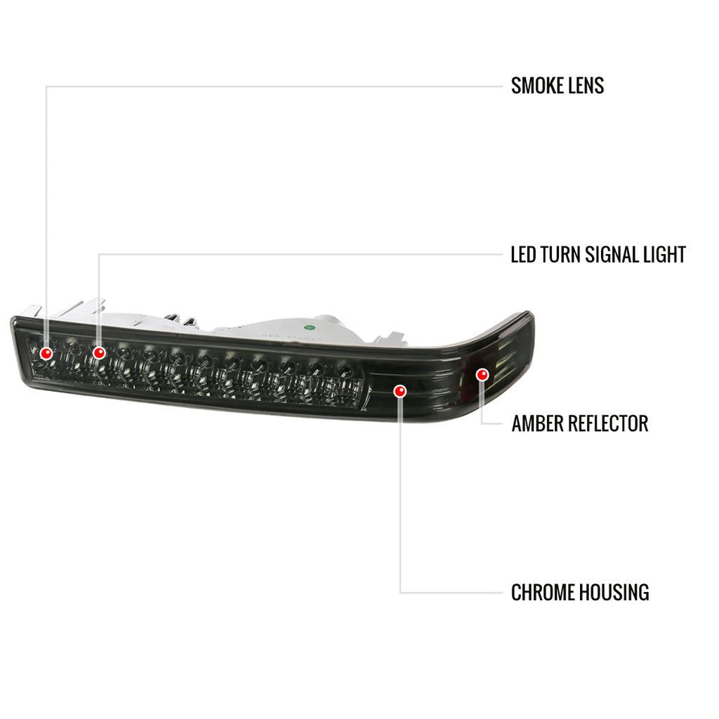 1998-2004 Chevrolet S10/ GMC Sonoma LED Bumper Lights (Chrome Housing/Smoked Lens)