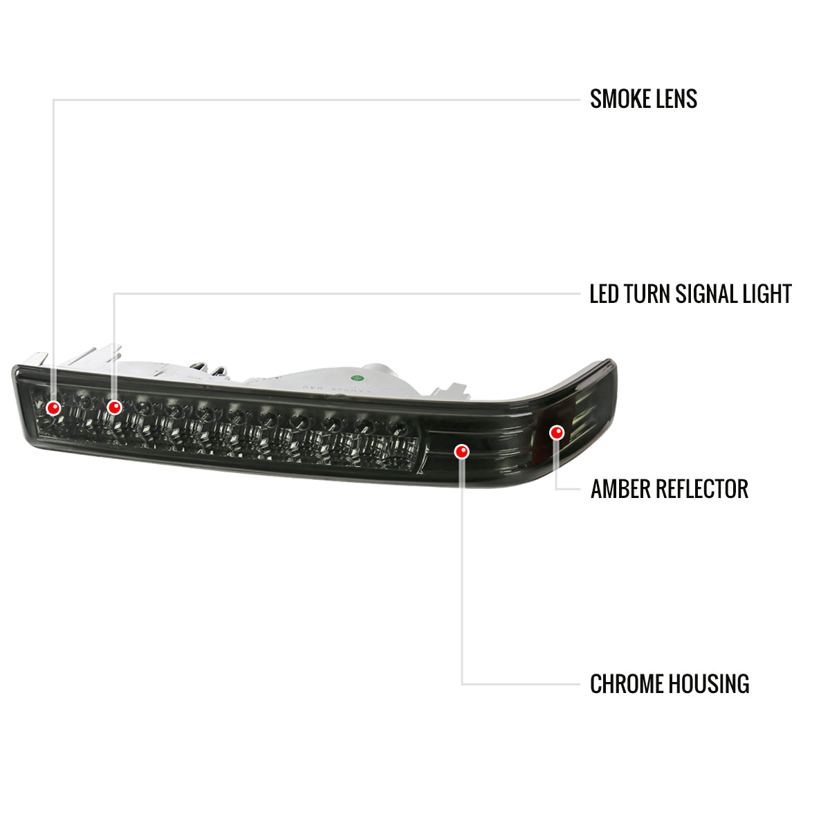 1998-2004 Chevrolet S10/ GMC Sonoma LED Bumper Lights (Chrome Housing/Smoked Lens)