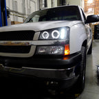 2002-2007 Chevrolet Silverado/Avalanche Bumper Lights (Matte Black Housing/Clear Lens)