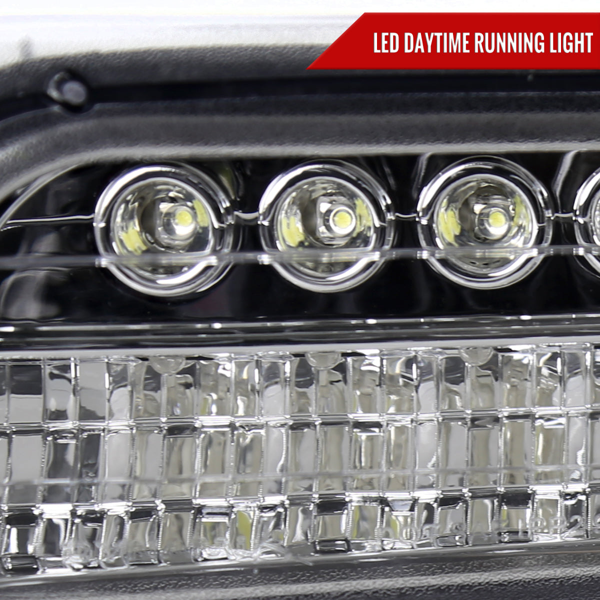 1999-2002 Chevrolet Silverado/ 2000-2006 Chevrolet Tahoe/Suburban Dual Halo Projector Headlights with LED Sequential Turn Signal Bumper Lights (Chrome Housing/Clear Lens)