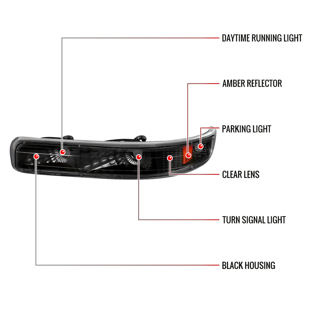 1999-2002 Chevrolet Silverado/ 2000-2006 Tahoe Suburban Bumper Lights (Matte Black Housing/Clear Lens)
