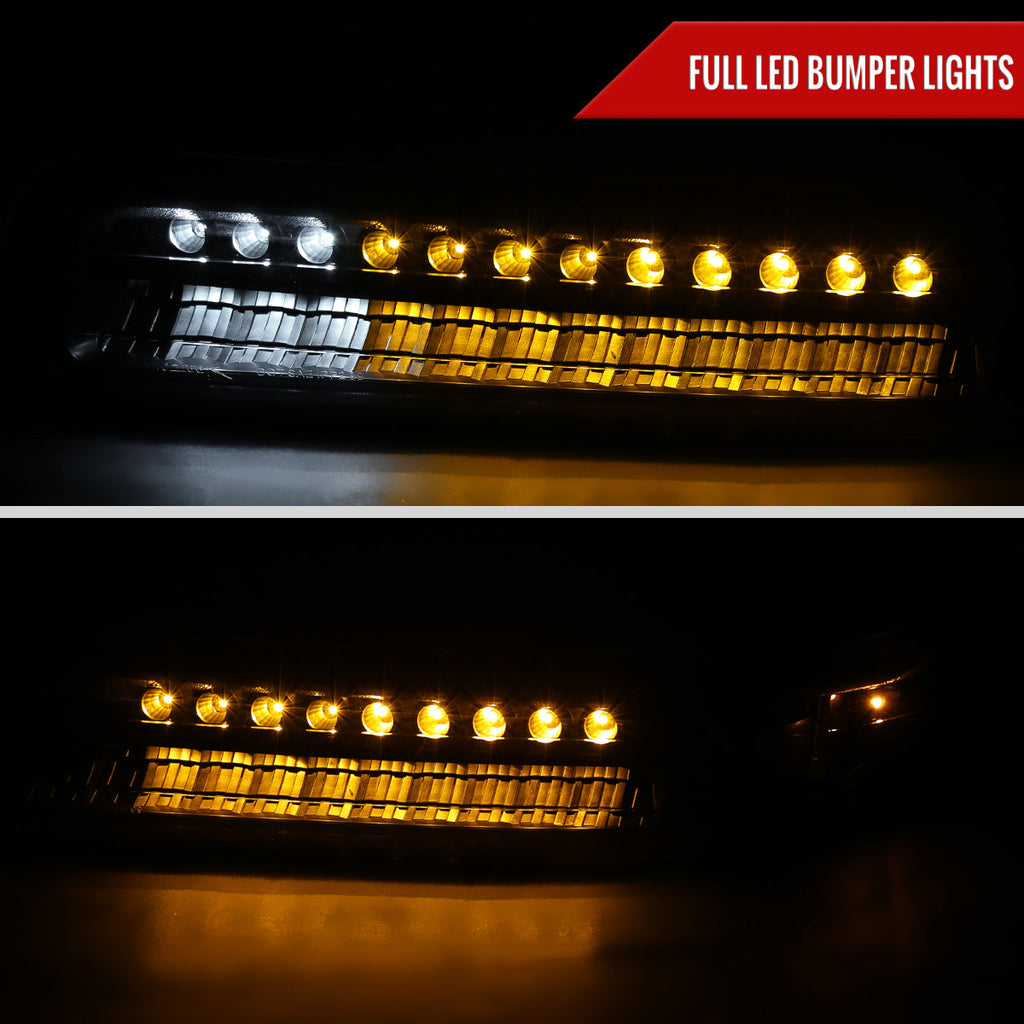 1999-2002 Chevrolet Silverado/ 2000-2006 Suburban/Tahoe Factory Style Headlights with LED Bumper Corner Signal Lights (Matte Black Housing/Clear Lens)