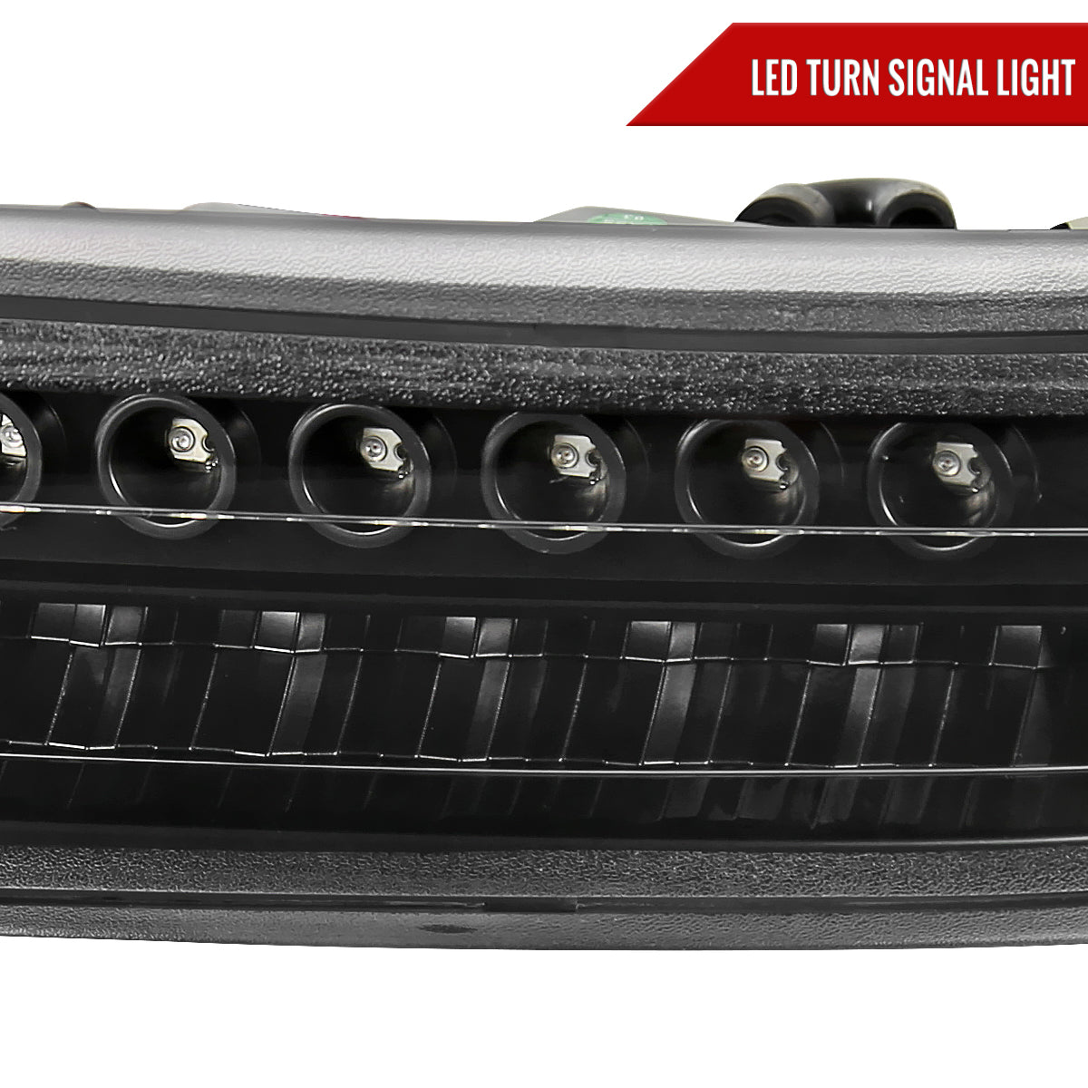1999-2002 Chevrolet Silverado/ 2000-2006 Chevrolet Tahoe/Suburban Dual Halo Projector Headlights with LED Sequential Turn Signal Bumper Lights (Matte Black Housing/Clear Lens)