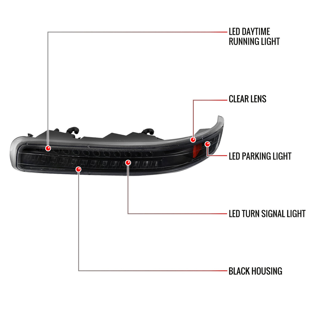 1999-2002 Chevrolet Silverado/ 2000-2006 Tahoe Suburban LED Bumper Lights (Matte Black Housing/Clear Lens)