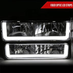 1988-1993 Chevrolet/GMC C10 C/K Sierra Tahoe LED Tube Factory Style Headlights with Bumper & Corner Lights (Chrome Housing/Clear Lens)
