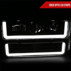 1988-1993 Chevrolet/GMC C10 C/K Sierra Tahoe LED Tube Factory Style Headlights with Bumper & Corner Lights (Matte Black Housing/Clear Lens)