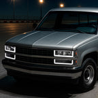 1988-1993 Chevrolet/GMC C10 C/K Sierra Tahoe LED Tube Factory Style Headlights with Bumper & Corner Lights (Matte Black Housing/Clear Lens)