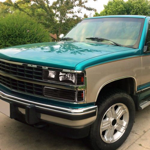 1988-1993 Chevrolet C/K Blazer/Tahoe/Silverado/Suburban GMC Sierra/Yukon Factory Style Headlights, Bumper Lights, & Corner Lights Set (Matte Black Housing/Clear Lens)
