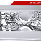 1994-1998 Chevrolet C10 C/K Tahoe Suburban LED Tube Factory Headlights with Corner Signal Bumper Lights (Chrome Housing/Clear Lens)