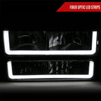 1994-1998 Chevrolet Silverado/Tahoe/Suburban/C10 Factory Style Headlights w/LED Strip and Bumper & Corner Lights (Chrome Housing/Smoked Lens)