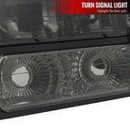 1994-1998 Chevrolet Silverado/Tahoe/Suburban/C10 Factory Style Headlights w/ Bumper & Corner Lights (Chrome Housing/Smoked Lens)