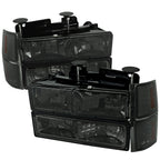 1994-1998 Chevrolet Silverado/Tahoe/Suburban/C10 Factory Style Headlights w/ Bumper & Corner Lights (Chrome Housing/Smoked Lens)