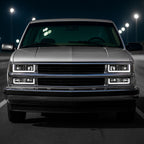 1994-1998 Chevrolet Silverado/Tahoe/Suburban/C10 Factory Style Headlights w/LED Strip and Bumper & Corner Lights (Matte Black Housing/Clear Lens)