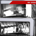 1994-1998 Chevrolet C10 C/K Tahoe Suburban LED Tube Factory Headlights with Corner Signal Bumper Lights (Matte Black Housing/Clear Lens)
