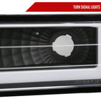 1994-1998 Chevrolet C10 C/K Tahoe Suburban LED Tube Factory Headlights with Corner Signal Bumper Lights (Matte Black Housing/Clear Lens)