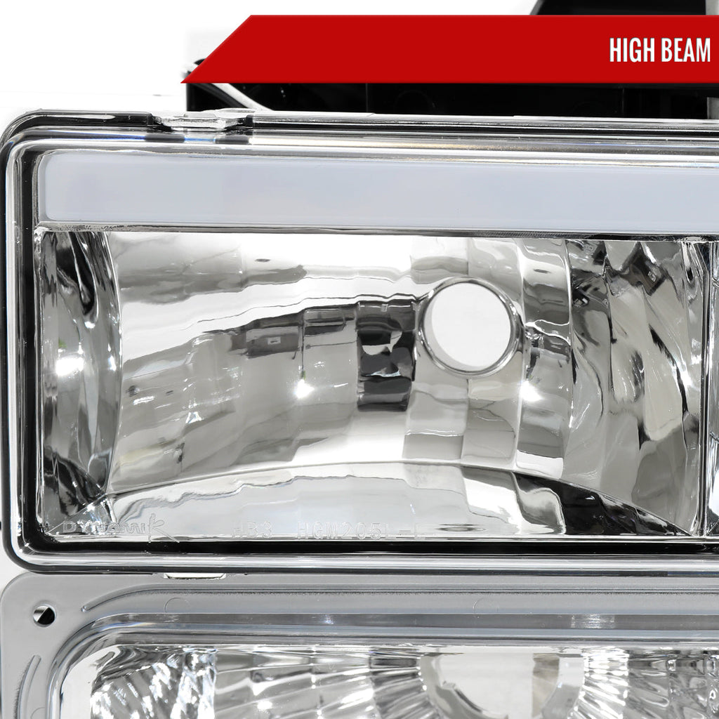 1994-1998 GMC C10 / C/K / Suburban / Sierra / Yukon  LED Bar Factory Style Headlights, Corner Lights, and Bumper Lights (Chrome Housing/Clear Lens)