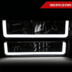 1994-1998 GMC C10/Sierra/Suburban/Yukon Factory Style Headlights w/LED Strip and Bumper & Corner Lights (Chrome Housing/Smoked Lens)
