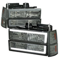 1994-1998 GMC C10 / C/K / Suburban / Sierra / Yukon  LED Bar Factory Style Headlights, Corner Lights, and Bumper Lights (Chrome Housing/Smoked Lens)