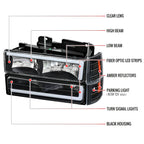 1994-1998 GMC C10 / C/K / Suburban / Sierra / Yukon  LED Bar Factory Style Headlights, Corner Lights, and Bumper Lights (Matte Black Housing/Clear Lens)