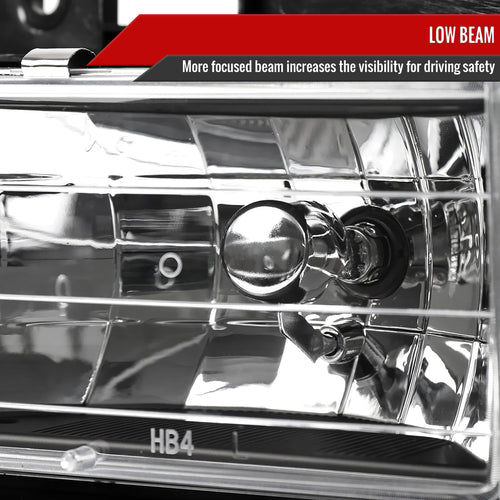 1994-1998 GMC C10/Sierra/Suburban/Yukon Factory Style Headlights w/ Bumper & Corner Lights (Matte Black Housing/Clear Lens)