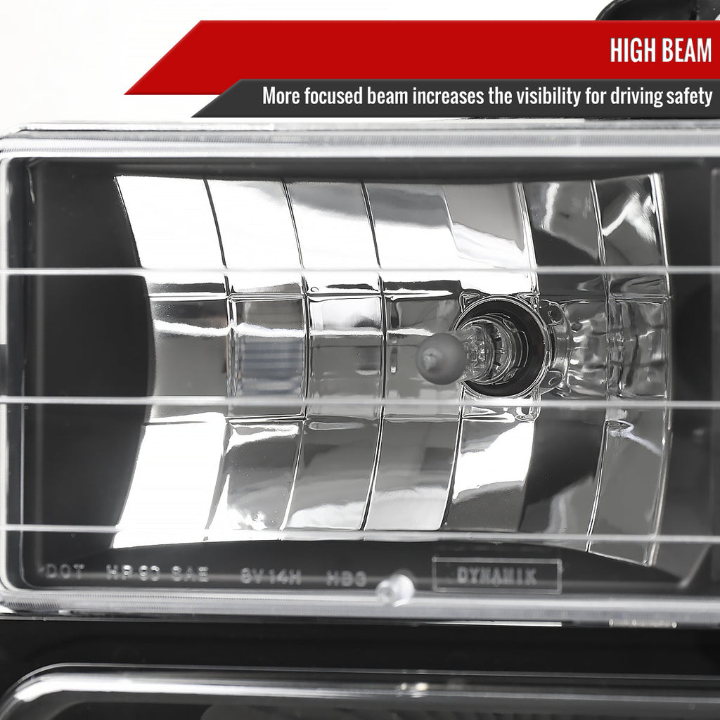 1994-1998 GMC C10/Sierra/Suburban/Yukon Factory Style Headlights w/ Bumper & Corner Lights (Matte Black Housing/Clear Lens)