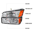 2002-2006 Chevrolet Avalanche 1500/2500 Factory Style Headlights w/ Bumper Signal Lights (Chrome Housing/Clear Lens)