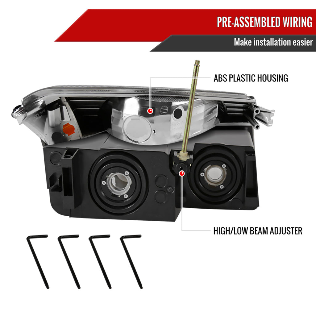 2002-2006 Chevrolet Avalanche 1500/2500 Factory Style Headlights w/ Bumper Signal Lights (Matte Black Housing/Clear Lens)