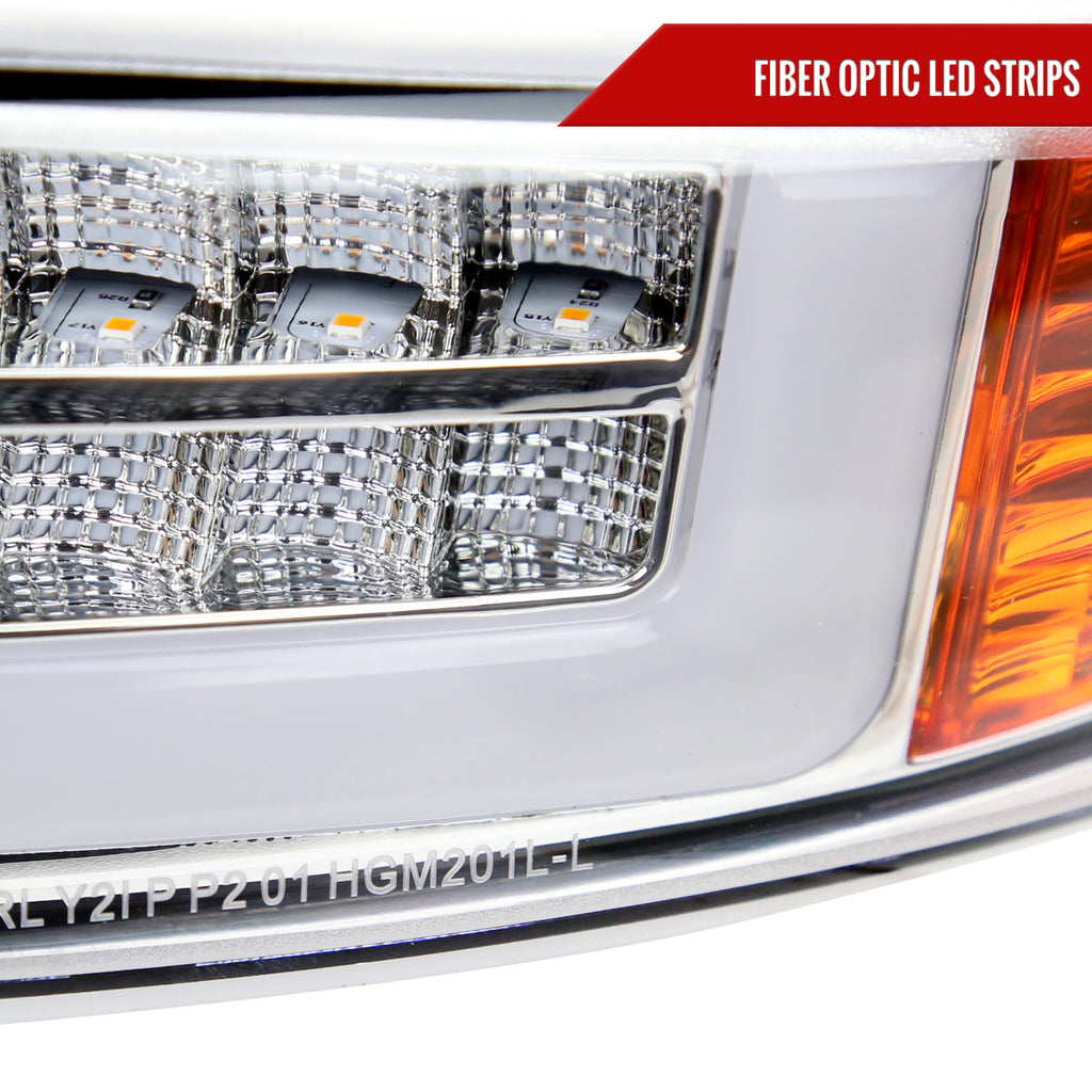 1999-2006 GMC Sierra Denali/2007 Sierra Classic Denali/2000-2006 Yukon/XL Denali Factory Style Headlights with LED Sequential Turn Signal Bumper Lights (Chrome Housing/Clear Lens)