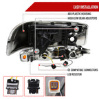 1999-2006 GMC Sierra Denali/2007 Sierra Classic Denali/2000-2006 Yukon/XL Denali Factory Style Headlights with LED Sequential Turn Signal Bumper Lights (Chrome Housing/Clear Lens)