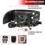 1999-2006 GMC Sierra Denali/2007 Sierra Classic Denali/2000-2006 Yukon/XL Denali Factory Style Headlights with LED Sequential Turn Signal Bumper Lights (Matte Black Housing/Smoked Lens)
