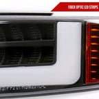 1999-2006 GMC Sierra Denali/2007 Sierra Classic Denali/2000-2006 Yukon/XL Denali Factory Style Headlights with LED Sequential Turn Signal Bumper Lights (Matte Black Housing/Clear Lens)