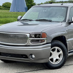 1999-2006 GMC Sierra Denali/2007 Sierra Classic Denali/2000-2006 Yukon/XL Denali Factory Style Headlights with LED Sequential Turn Signal Bumper Lights (Matte Black Housing/Clear Lens)