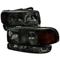 1999-2007 GMC Sierra/ 2000-2006 Yukon/Yukon XL Factory Style Crystal Headlights w/ Amber Reflector & Bumper Lights (Chrome Housing/Smoked Lens)