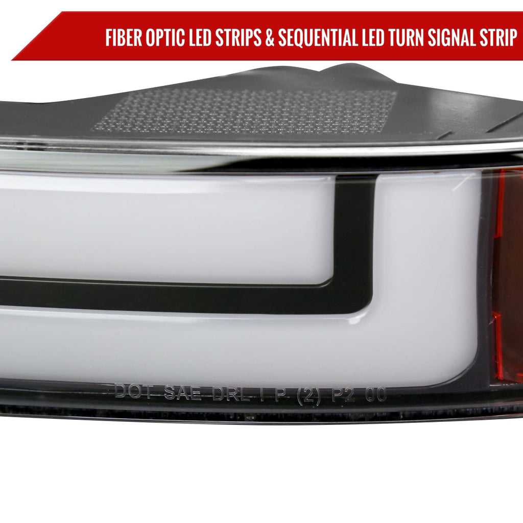 1999-2006 GMC Sierra/2007 Sierra Classic/2000-2006 Yukon/XL Factory Style Headlights and Sequential Turn Signal Bumper Lights (Matte Black Housing/Clear Lens)