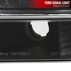 1999-2007 GMC Sierra/Yukon/Yukon XL Factory Style Crystal Headlights w/ Amber Reflector & Bumper Lights (Matte Black Housing/Clear Lens)