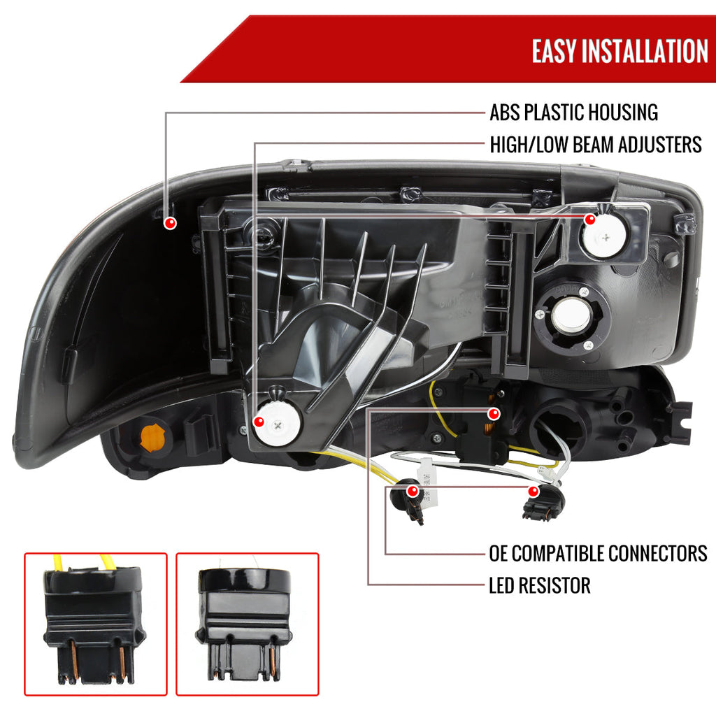 1999-2006 GMC Sierra/2007 Sierra Classic/2000-2006 Yukon/XL Factory Style Headlights and Sequential Turn Signal Bumper Lights (Matte Black Housing/Smoked Lens)