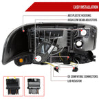 1999-2006 GMC Sierra/2007 Sierra Classic/2000-2006 Yukon/XL Factory Style Headlights and Sequential Turn Signal Bumper Lights (Matte Black Housing/Smoked Lens)