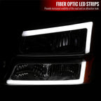 2002-2006 Chevrolet Avalanche/ 2003-2007 Silverado LED Bar Factory Style Headlights & Bumper Lights (Chrome Housing/Clear Lens)