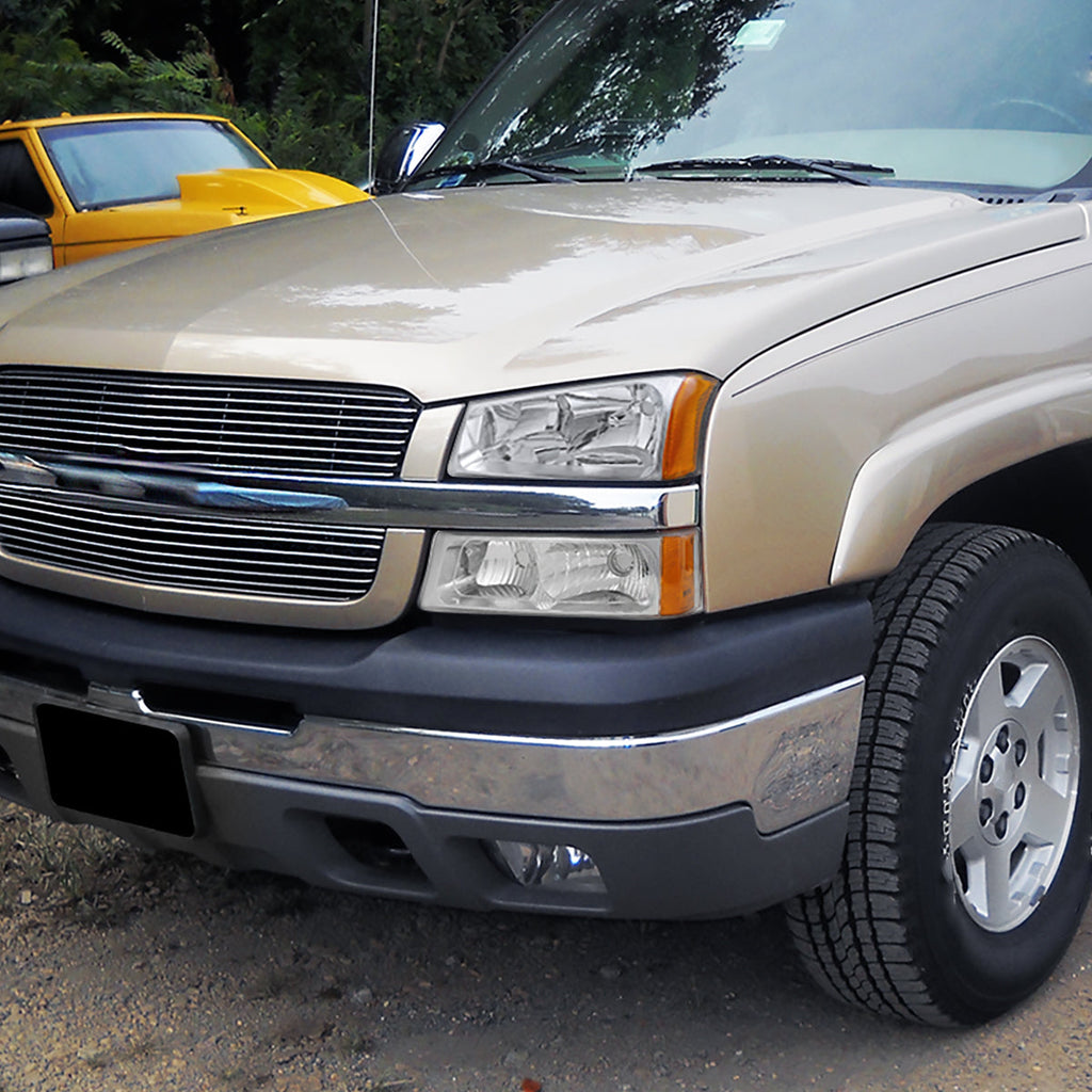 2002-2006 Chevrolet Avalanche/ 2003-2007 Silverado Factory Style Headlights w/ Bumper Lights (Chrome Housing/Clear Lens)