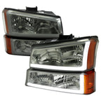 2003-2007 Chevrolet Silverado /2002-2006 Chevrolet Avalanche LED Bar Factory Style Headlights (Chrome Housing/Light Smoked lens)