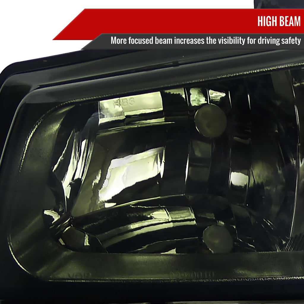 2002-2006 Chevrolet Avalanche/ 2003-2007 Silverado Factory Style Headlights w/ Bumper Lights (Chrome Housing/Smoked Lens)