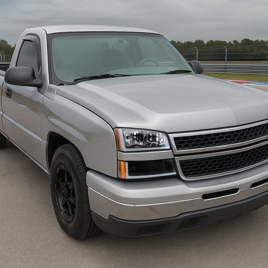 2003-2007 Chevrolet Silverado /2002-2006 Chevrolet Avalanche LED Bar Factory Style Headlights (Matte Black Housing/Clear lens)