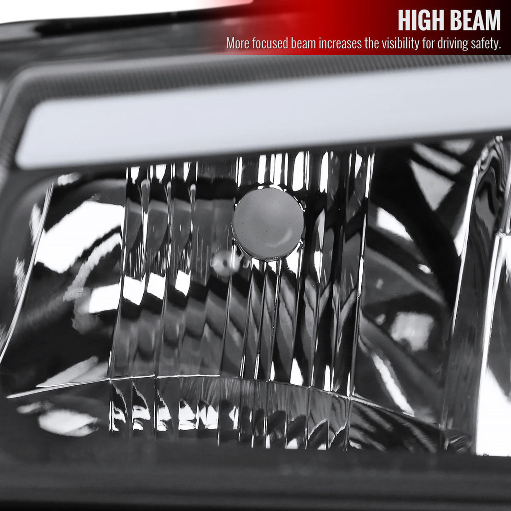 2002-2006 Chevrolet Avalanche/ 2003-2007 Silverado LED Bar Factory Style Headlights & Bumper Lights (Matte Black Housing/Clear Lens)
