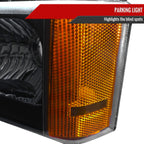 2002-2006 Chevrolet Avalanche/ 2003-2007 Silverado Factory Style Headlights w/ Bumper Lights (Matte Black Housing/Clear Lens)