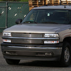 1999-2002 Chevrolet Silverado 1500 2500 / 2000-2006 Tahoe Suburban LED Bar Factory Style Headlights & Bumper Lights w/ Amber Reflector (Chrome Housing/Clear Lens)