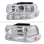 1999-2002 Chevrolet Silverado/ 2000-2006 Suburban/Tahoe Factory Style Headlights with Bumper Corner Signal Lights (Chrome Housing/Clear Lens)