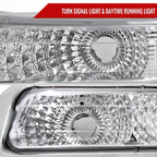 1999-2002 Chevrolet Silverado/ 2000-2006 Suburban/Tahoe Factory Style Headlights with Bumper Corner Signal Lights (Chrome Housing/Clear Lens)